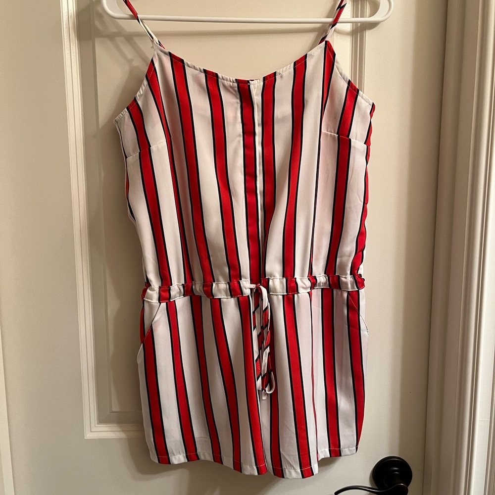 Red, White, and Blue striped romper